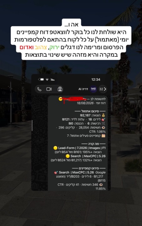 דוח קמפיינים יומי עם דגלים לפי תוצאות